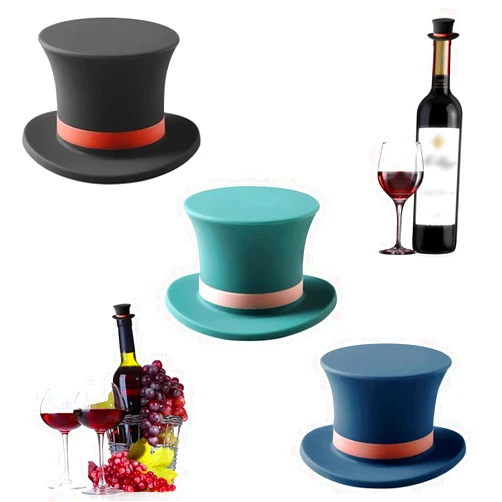 Kitwinney Wine Stoppers, Funny and Reusable Silicone Bottle Caps, Decorative Wine Sealer Preserver Accessory Set for Christmas Holiday, Pack of 3