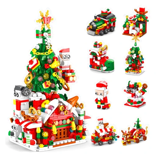 Nueris 8 in 1 Christmas Building Blocks Sets - Christmas Tree House ，Reindeer，Train Model Toys - Party Gift for Boys&Girls and Adult 6+ Years Old