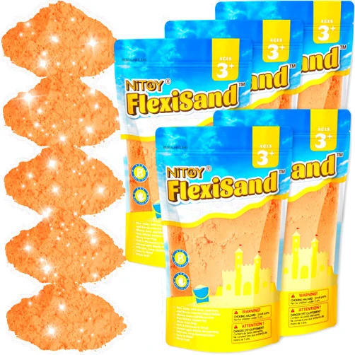NiToy FlexiSand Value Pack 11lbs of Moldable Self-Sticking Sand, Never Dries Out-Fun for 3 Years and Up Kids Bulk Refill for Sensory Sand Box Toys, Ideal for Shaping, and Molding (Orange)