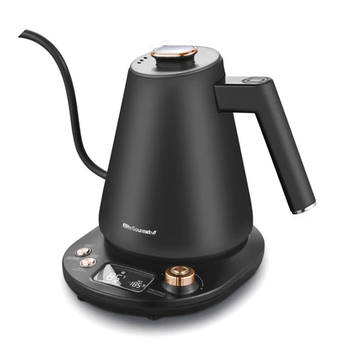 Elite Gourmet EKT3001 1L Digital Water Kettle, 304 Stainless Steel Interior, Programmed Temperatures, Keep Warm Function, Cordless, 360° Base, Auto Off & Audible Indicator, Matte Black