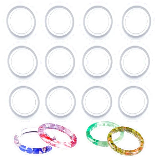 Aswewamt 12 Pcs Bracelet Wristlet Silicone Molds Round Resin Casting Epoxy Mold Bangle Ring Jewelry Keychains Mold for Jewelry DIY Crafts Making Supplies