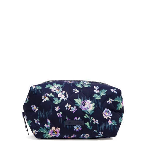 Vera Bradley Women's Performance Twill Medium Cosmetic Makeup Organizer Bag, Navy Garden, One Size