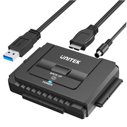 Unitek USB 3.0 to IDE and SATA Converter External Hard Drive Adapter Kit for Universal 2.5/3.5 HDD/SSD Hard Drive Disk, One Touch Backup Function, Included 12V/2A Power Adapter