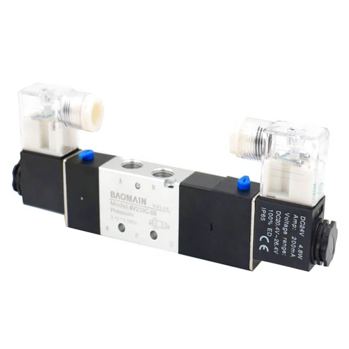 Baomain Pneumatic Solenoid Air Valve 4V230C-08 DC 24V 5 Way 3 Position PT1/4