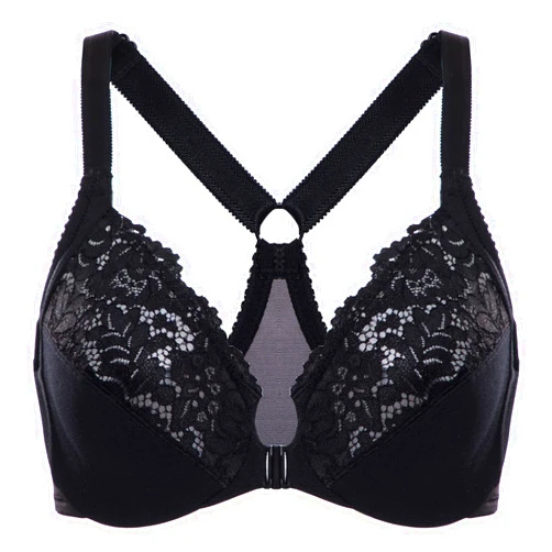 DELIMIRA Women's Front Closure Plus Size Full Coverage Lace Underwire Racerback Bra