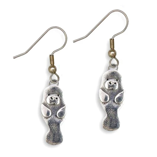 The Magic Zoo Pewter and Enamel Ocean Earrings for Women -Manatee Earrings – Sea Otter Earrings Gifts – Whale Earrings – Made in the USA