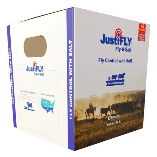 JustiFLY Fly-A-Salt Cattle Fly Control Block with Salt, 44 lb | 700 Feedings Per Salt Block. One Block Feeds 7 Cows for 3 Months.