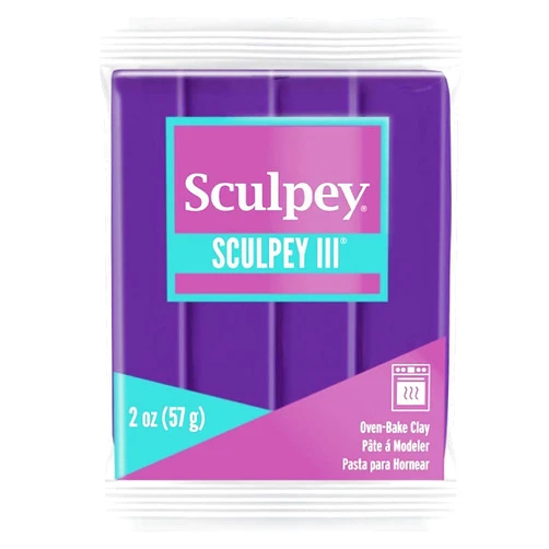 Polyform Sculpey III Polymer Oven-Bake Clay, Purple, Non Toxic, 2 oz. bar, Great for modeling, sculpting, holiday, DIY, mixed media and school projects.Perfect for kids & beginners!