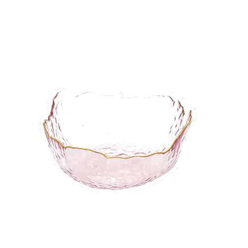 S.ROKE TTAN 28oz Glass Salad Bowls, Kitchen Meal Prep Bowls, Irregular Shape Decorative Centerpiece Bowls, Kitchen Serving Bowls for Salad, Fruit, Dessert, Freezer Safe - Light Pink (Medium)
