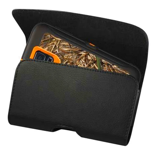 KUTECK Black Leather Belt Holster Pouch Clip Fits For Samsung Galaxy S7 S6 S5 S4 S3 with Otterbox Case On. Includes A Black Stylus Pen