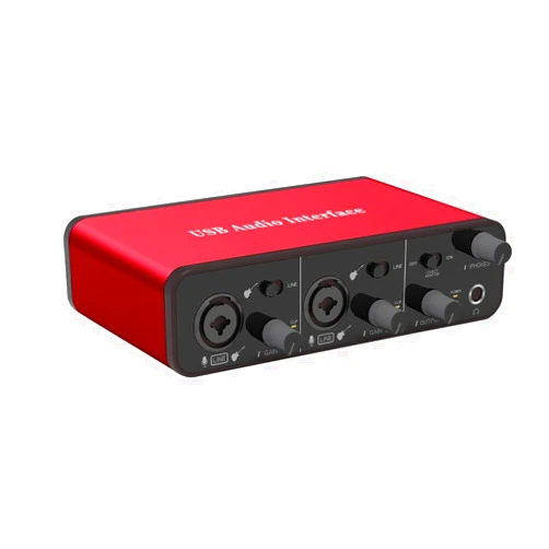 ZUZONG 2i2 Audio Interface Audio Interface USB Microphone Preamps with 48V Phantom Power 24 Bit Support Smartphone/Tablet/Computer and Other Equipment Recording（No DAW Recording Software）