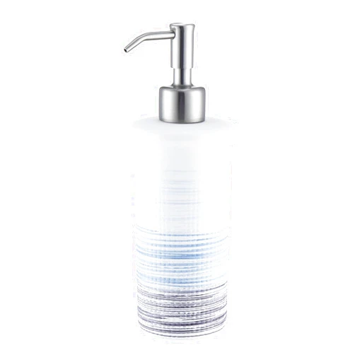 JINCROP Ceramic Soap Dispenser Blue for Bathroom Kitchen Countertop, Blue and White Hand Soap Dispenser 10oz Bottle Refillable with 304 Stainless Steel Pump for Dish Liquid Lotion 300ml