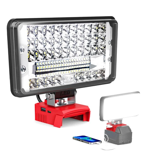 Ecarke LED Work Light for Milwaukee 18v Battery, Ecarke 7'' 90W Cordless Work Lights 9000 Lumens of Brightness for m18 Battery Light with Low Voltage Protection&USB & Type-C Charger Port for car Repairing