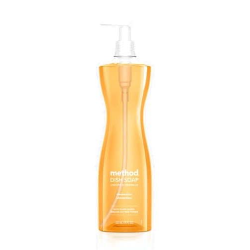 Method Gel Dish Soap, Clementine Scent, Tough on Grease & Stuck-on Food, Cruelty Free Formula, Made with Recycled Plastic, 18 Fl Oz