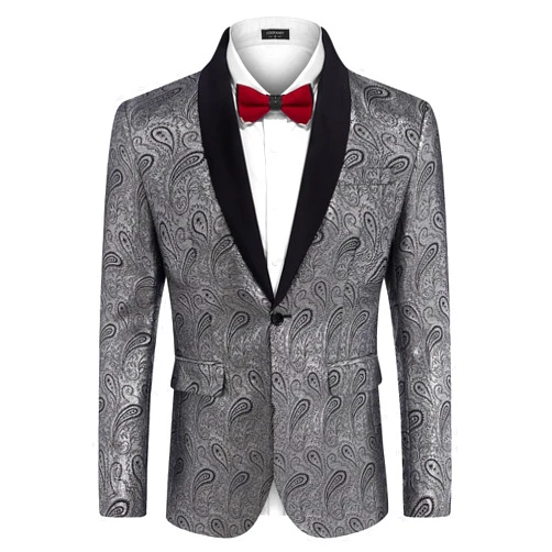 COOFANDY Mens Floral Tuxedo Jacket Paisley Shawl Lapel Suit Blazer Jacket for Dinner,Prom,Wedding