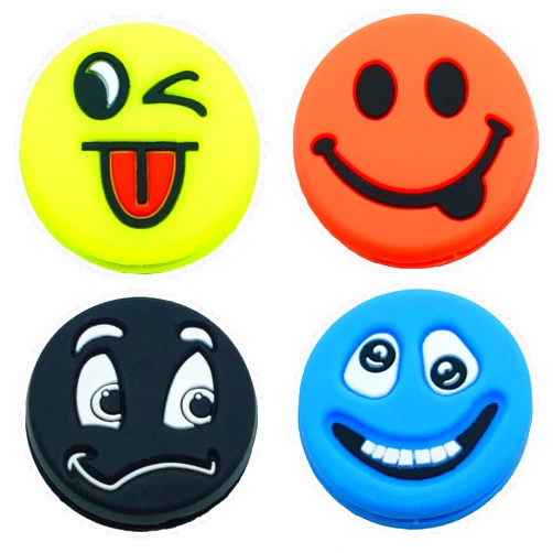 Tannius Tennis Racket Vibration Dampener, 3 Designs(4-6 Packs), Racket String Shock Absorber, Great Tennis Gift (4 Emojis)
