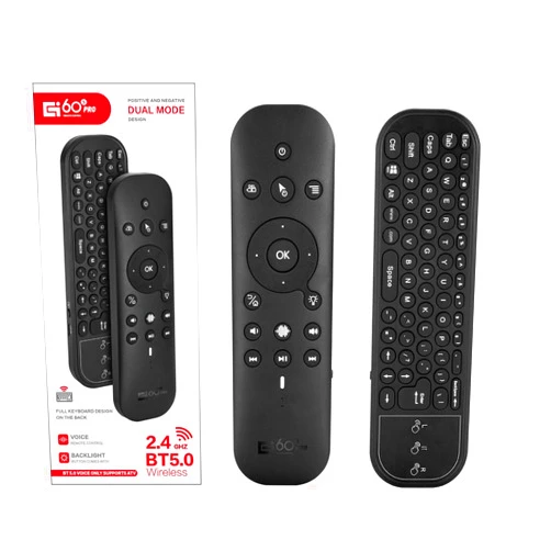 GREALT Voice Remote Control with 2.4G USB Dongle, Bluetooth Rechargeable Backlit Mini Bluetooth Keyboard for Android TV Box, Smart TV, Laptop, PC, Projector, HTPC, Media Player, Black