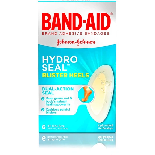 Band-Aid Brand Hydro Seal Adhesive Bandages for Heel Blisters, Waterproof Blister Pad and Hydrocolloid Gel Bandage, Sterile and Long-Lasting, 6 ct