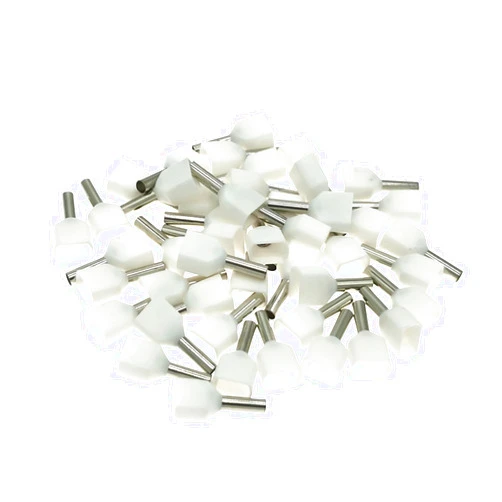Aveanit 1000Pcs Crimp Terminals TE0508~7512 Electric Double Line Termina Dual Wire Tube Insutated Cord End Cable Ferrules 0.5~7.5mm² (Color : White, Pins : TE7512)