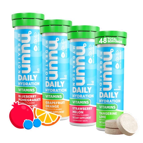 Nuun Hydration Vitamins Electrolyte Tablets, Mixed Fruit, 5 Essential Electrolytes for Hydration + Vitamin A, B6, C, D, E, with Magnesium, Vegan, Non-GMO, 4 Pack (48'Servings)