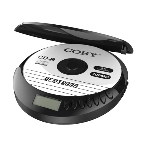 Coby Portable Bluetooth CD Player with FM Radio & Headphones, Rechargeable Anti-Skip Discman with MP3 Playback, AUX Input, Super Bass, Compact Retro Music Player for Home, Car, and Travel – Black