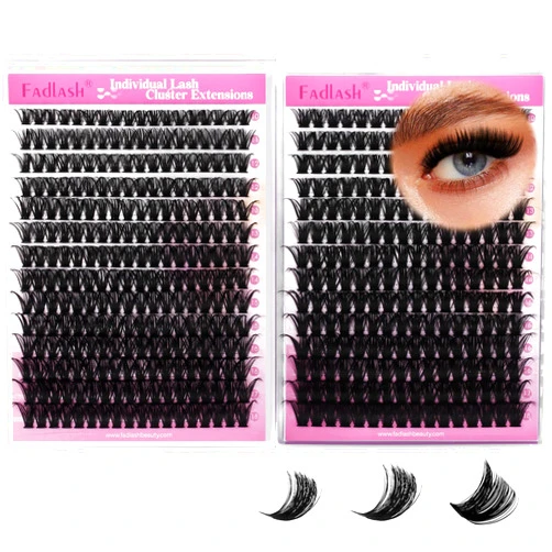 FADLASH Fluffy Lash Clusters 80D+100D Eyelash Clusters D Curl Clusters Eyelash Extensions 10-18mm Individual Lashes Natural and Volume Lash Extensions