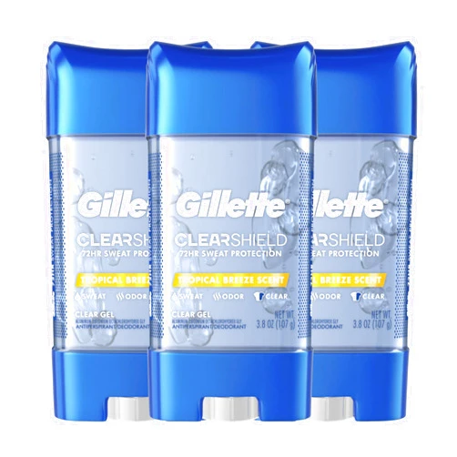 Gillette Clear Gel Antiperspirant and Deodorant for Men, Tropical Breeze Scent, 3.8 oz (Pack of 3)
