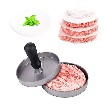 KMEIVOL Hamburger Press Patty Maker, Burger Press with 100 Free Patty Papers, Hamburger Press for Grilling Hamburger Patties, Burger Press Patty Maker for Beef Veggie Burger BBQ Barbecue Grill
