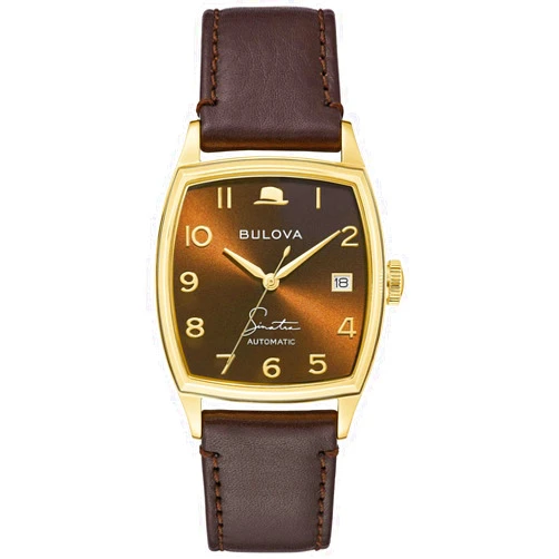 Bulova Men's Frank Sinatra 'Young at Heart' Brown Leather Strap and Brown Dial Watch | 33.5mm | 97B198