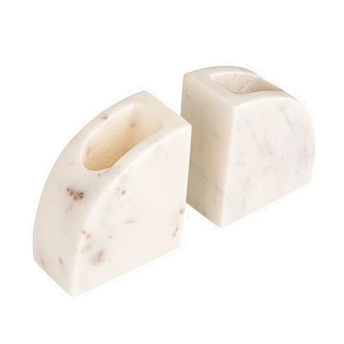 Creative Co-Op 2-Piece Marble Vases/Bookends, White