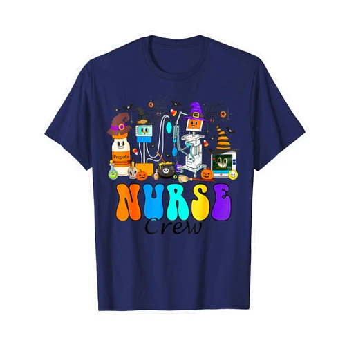 Funny Halloween Costume Matching Happy Halloween Nurse Crew Pharmacology Spooky Nursing T-Shirt