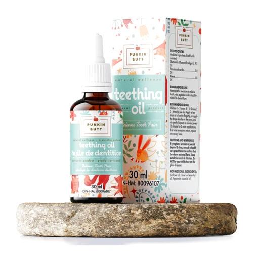 Punkin Butt Natural Teething Oil 30 ml - Made with chamomilla for Relieve Tooth Pain, Agitation and Irritability Related to Dental Flare (Original) (New Natural Teething Oil 30 mL)