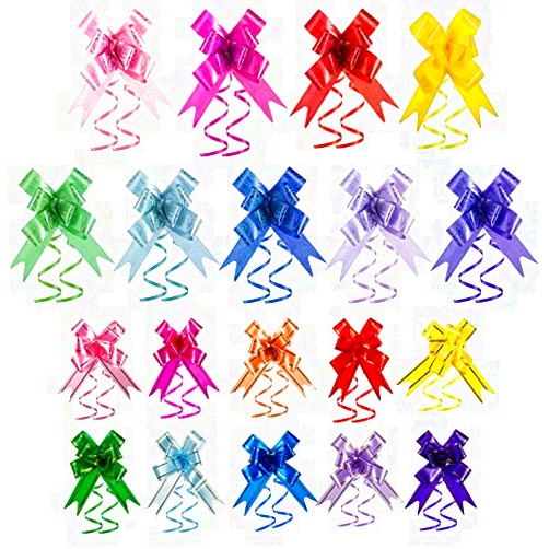 Syhood 360 Pcs Ribbon Pull Bow Present Basket Pull Knot Bows for Gift Wrapping Christmas Birthday Wedding New Year Party Thank You Gift Decorations 1.5 cm / 1.8 cm Width, Assorted Colors