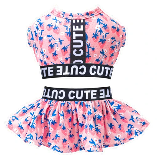 CuteBone Two Piece Dog Sports Dress Athleisure Puppy Skirt Lightweight Small Dogs Girl Clothes Cat Apparel SPS10L