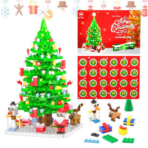 IRmm Advent Calendar 2025, 24 Days Christmas Countdown Calendar Christmas Tree Building Blocks Set, Christmas Gifts for Adults, Teens, Kids