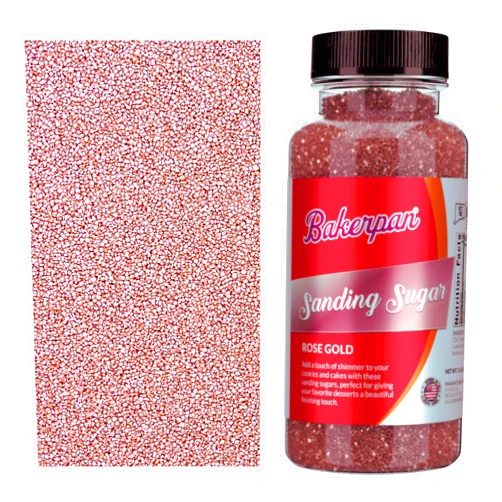 Bakerpan Rose Gold Sanding Sugar for Baking & Cookie Decorating - 5 Ounce Edible Rose Gold Sugar Sprinkles for Cookies, Cakes, Cocktails (Made In USA)