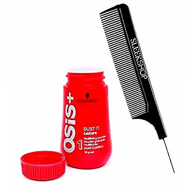 Schwarzkopf OSiS Dust It - Mattifying Powder (with Sleek Steel Pin Tail Comb)(0.35 oz) 0.35 Ounce (Pack of 1)