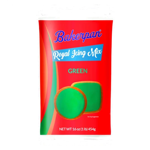 Bakerpan Green Royal Icing Mix for Decorating Cookies and Cakes - 16 Ounces (1 lb) (Made in USA)