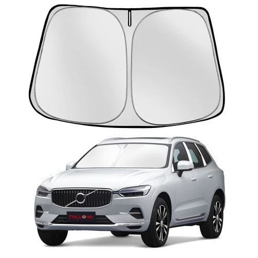 Toluoma Custom Fit Windshield Sun Shade for Volvo XC60 2018-2024 - Full Coverage, 210T Reflective Fabric, Double-Layer Design - Blocks 99% UV Rays, Keeps Car Cool, Easy to Install and Store