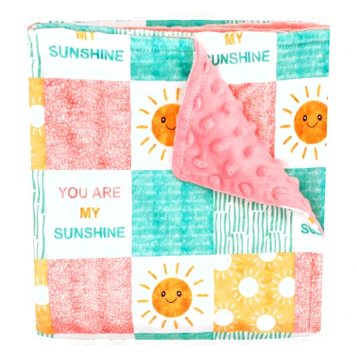 SWESEN Baby Blanket for Girls, Super Soft Double Layer Minky Blankets with Dotted Backing, Sun Smile Toddler Newborn Nursery Bed Blanket, You are My Sunshine Print Throw Blanket, 30 X 40 Inches
