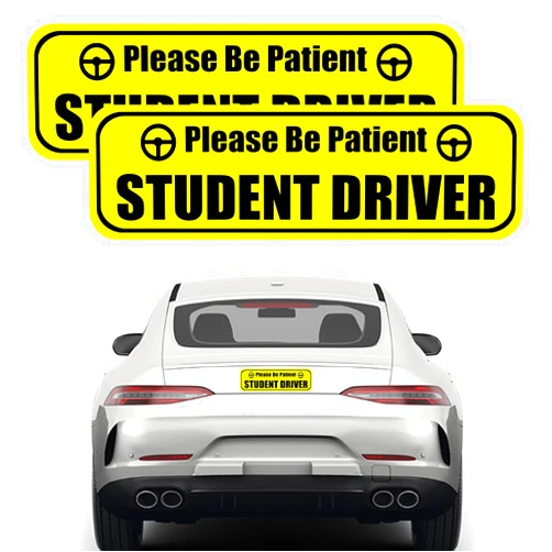 UZZH 2PCS Student Driver Sticker Magnet for Car, Removable Reflective New Drivers Sticker Safety Warning Decal, Please Be Patient Student Driver Magnet Signs for Car Door/Trunk/Hood/Bumpe (Yellow)
