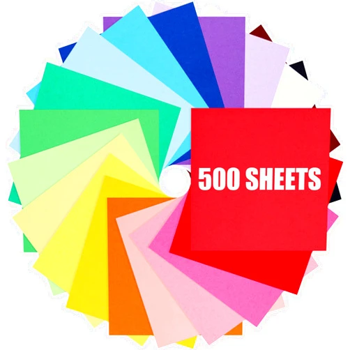 Koogel 500 Sheets Colored Origami Paper, 6 x 6 Inch/ 80gsm Double Sided Square Paper for Beginners, 20 Colors