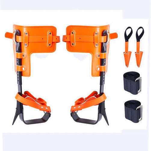 Happybuy Tree Climbing Spikes, 1 Pair Alloy Steel Climbing Spurs,350lbs Load Capacity Tree Climbing Gear with Straps and Spike Protectors,Arborist Equipment for Climbers, Hunting,Fruit Picking, Orange