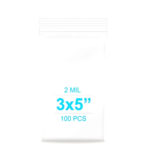 Enbreey 3''x 5'', (Pack of 100) 2 mil Thick Clear Plastic Reclosable Zip Poly Bags with Resealable Lock Seal Zipper for Photo, Jewelry, Bakery, Treats, Travel, Storage, Packaging & Shipping