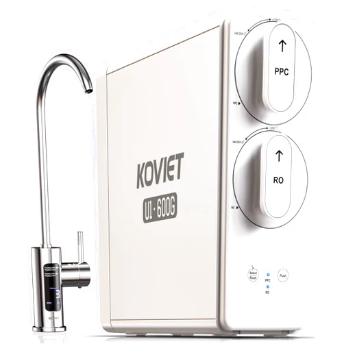 KOVIET Reverse Osmosis System, 10-Stage 600 GPD Tankless Reverse Osmosis Water Filter, Under Sink RO Water Filtration System with Smart LED Faucet, NSF/ANSI 42 & 58 Certified, 3:1 Pure to Drain