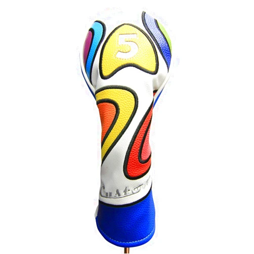 Majek Retro Golf Headcover Limited Edition Vintage Leather Style Psychedelic Colorful Groovy Custom Design #5 Fairway Wood Head Cover