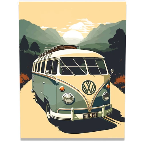 Inspirational Wall Art Co. - Van Mountains | Retro Volkswagen Poster - Vintage Beach Poster - Beach Surf Poster - Vintage Beach Prints - Pictures For Beach House | 11x14 Inches Unframed