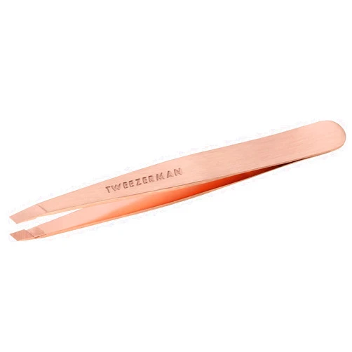 Tweezerman Stainless Steel Slant Tweezer - Eyebrow Tweezers for Women and Men (Rose Gold)