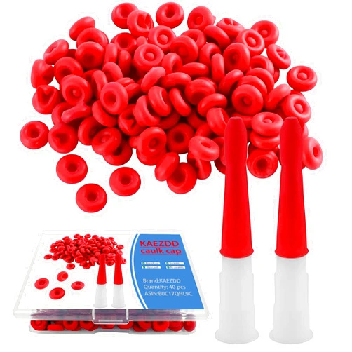 KAEZDD 40 Pcs Caulk Caps, Caulk Saving Cap Caulk Sealer Saver Open Caulking Tube for Sealing and Preserving, with Storage Box for Easy Storage