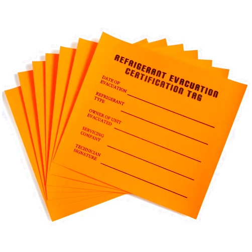 CAROPT Refrigeration Evacuation Recover Cerification Tag Stickers 30 Pack